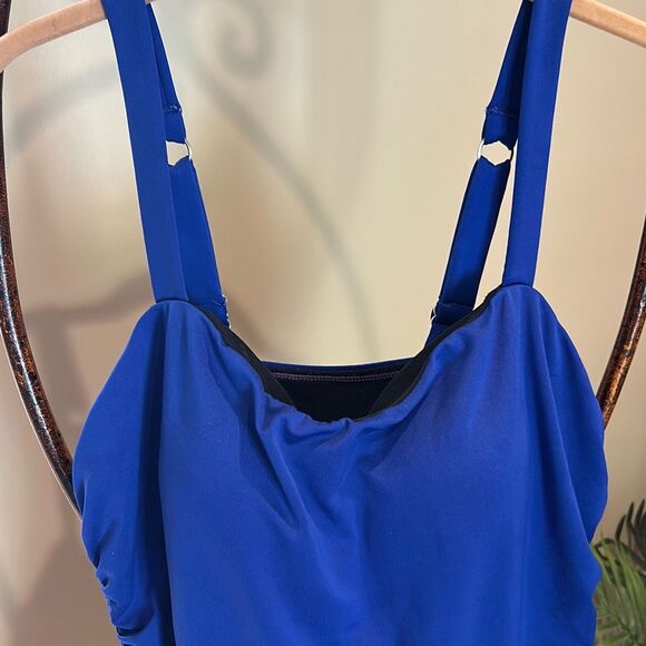 Dolphin Bright Blue One Piece SwimSuit Size 14 - Picture 2 of 8